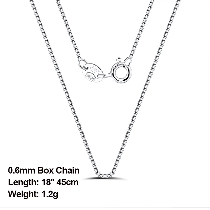 Rinntin 925 Sterling Silver Basic Women's Neck Chain Cable Bamboo Twisted Chain Fashion Side Bead Box Chain Necklace Jewelry