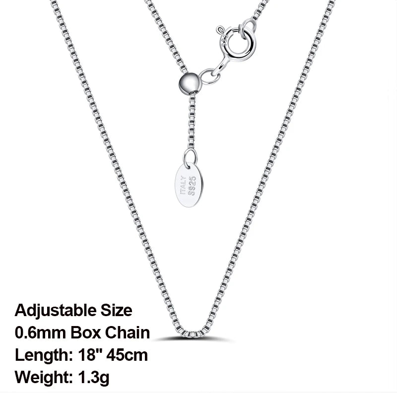 Rinntin 925 Sterling Silver Basic Women's Neck Chain Cable Bamboo Twisted Chain Fashion Side Bead Box Chain Necklace Jewelry