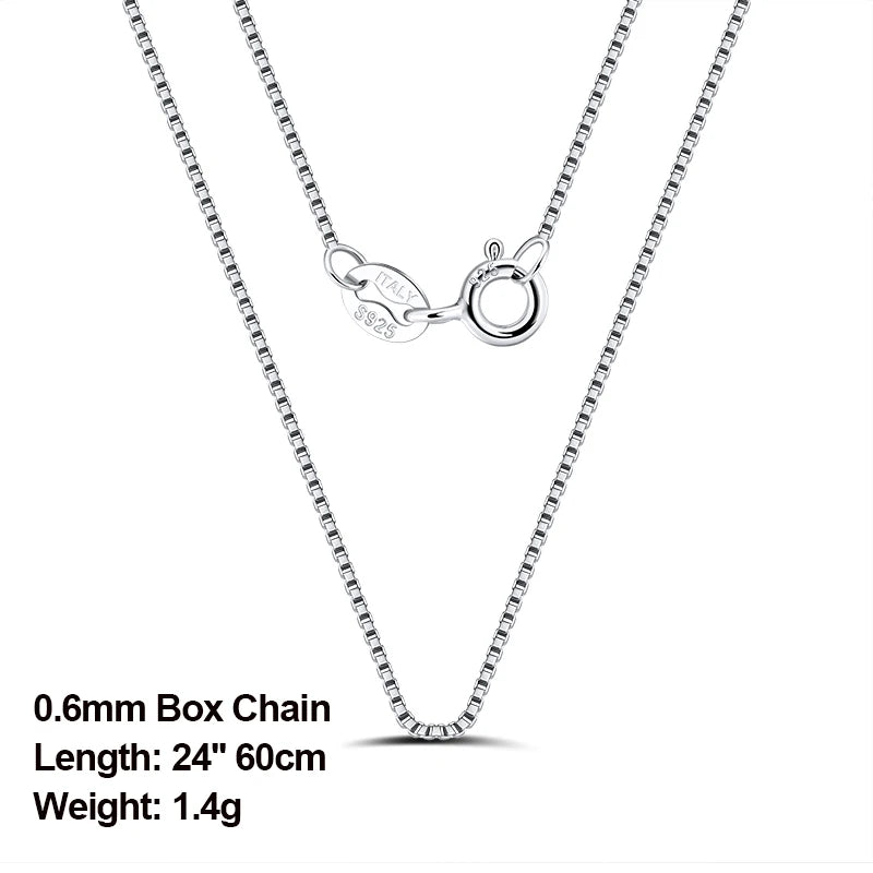 Rinntin 925 Sterling Silver Basic Women's Neck Chain Cable Bamboo Twisted Chain Fashion Side Bead Box Chain Necklace Jewelry