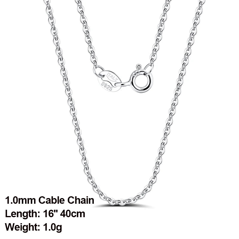 Rinntin 925 Sterling Silver Basic Women's Neck Chain Cable Bamboo Twisted Chain Fashion Side Bead Box Chain Necklace Jewelry