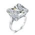 Original 925 Sterling Silver Aquamarine Gemstone Ring For Women Vintage Sparkling Birthstone Square Big Stone Jewelry Handmade