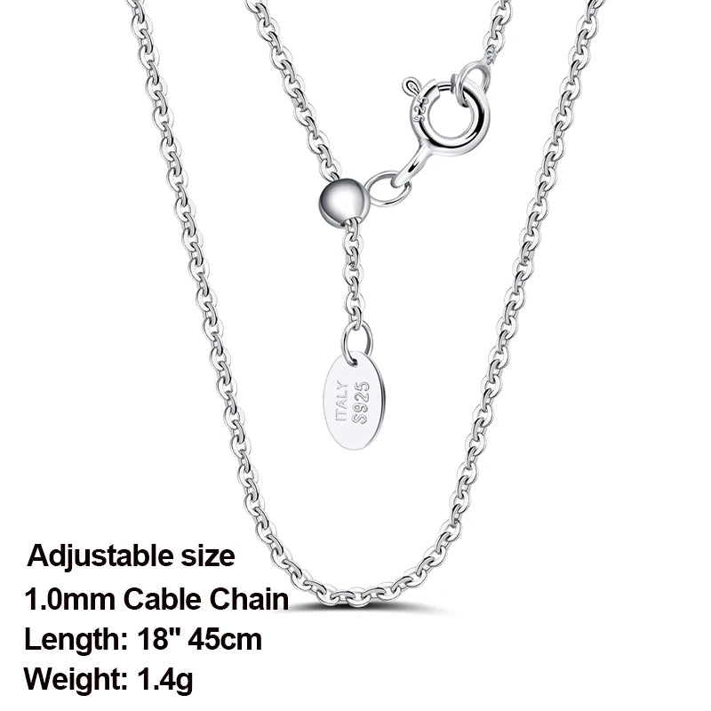 Rinntin 925 Sterling Silver Basic Women's Neck Chain Cable Bamboo Twisted Chain Fashion Side Bead Box Chain Necklace Jewelry