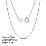 Rinntin 925 Sterling Silver Basic Women's Neck Chain Cable Bamboo Twisted Chain Fashion Side Bead Box Chain Necklace Jewelry