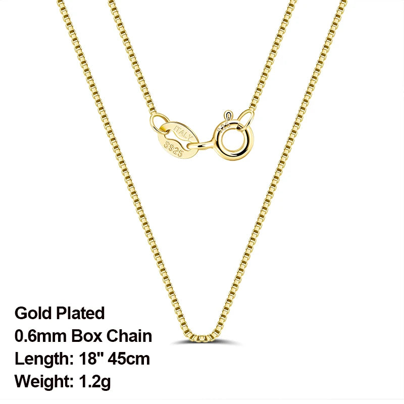 Rinntin 925 Sterling Silver Basic Women's Neck Chain Cable Bamboo Twisted Chain Fashion Side Bead Box Chain Necklace Jewelry