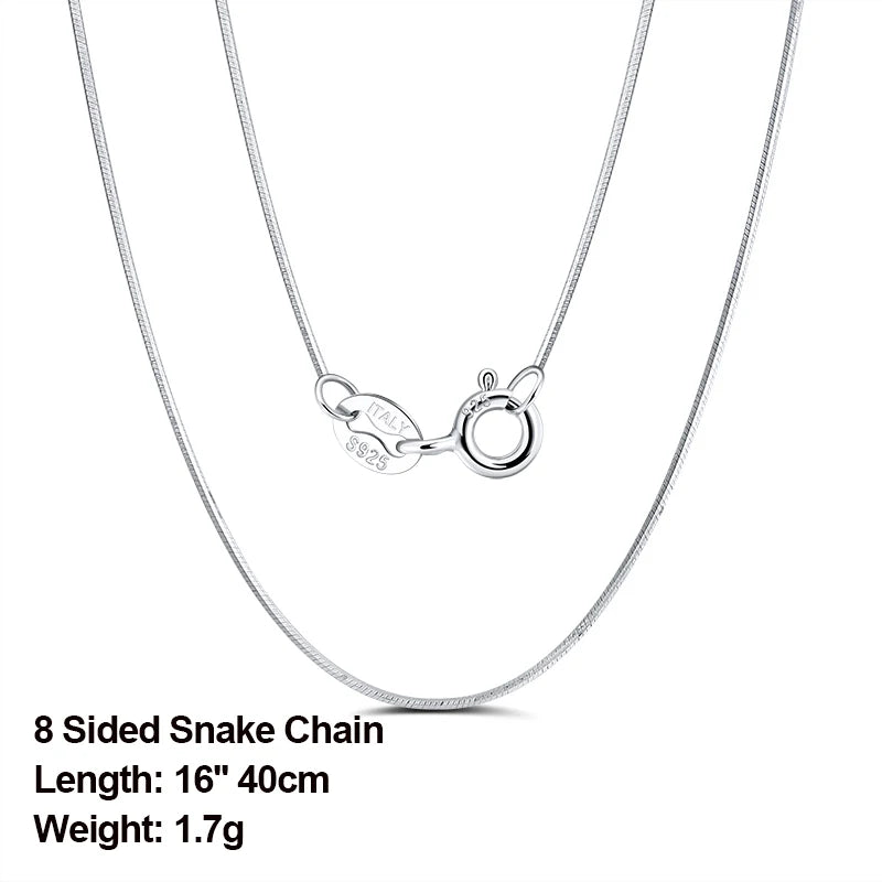 Rinntin 925 Sterling Silver Basic Women's Neck Chain Cable Bamboo Twisted Chain Fashion Side Bead Box Chain Necklace Jewelry