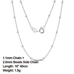 Rinntin 925 Sterling Silver Basic Women's Neck Chain Cable Bamboo Twisted Chain Fashion Side Bead Box Chain Necklace Jewelry