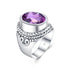 VIXONNA Vintage Bishop Oval Amethyst 925 Sterling Silver Ring (J210)