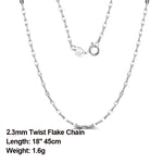 Rinntin 925 Sterling Silver Basic Women's Neck Chain Cable Bamboo Twisted Chain Fashion Side Bead Box Chain Necklace Jewelry