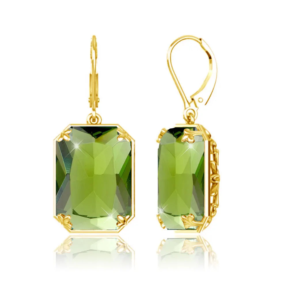Real 100% 925 Silver Earrings Aquamarine 14K Gold Plated Drop Earrings For Women Fine Jewelry Wedding Gift Handmade