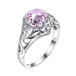 SILVERCHAKRA Vintage Real 925 Silver Rings for Women 2ct Round Opal Ring Artistic filigree Art Deco Fine Jewelry Lady Mom Gifts