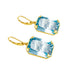 Real 100% 925 Silver Earrings Aquamarine 14K Gold Plated Drop Earrings For Women Fine Jewelry Wedding Gift Handmade