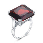 Original 925 Sterling Silver Aquamarine Gemstone Ring For Women Vintage Sparkling Birthstone Square Big Stone Jewelry Handmade