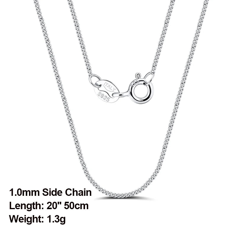 Rinntin 925 Sterling Silver Basic Women's Neck Chain Cable Bamboo Twisted Chain Fashion Side Bead Box Chain Necklace Jewelry