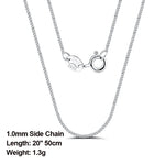 Rinntin 925 Sterling Silver Basic Women's Neck Chain Cable Bamboo Twisted Chain Fashion Side Bead Box Chain Necklace Jewelry