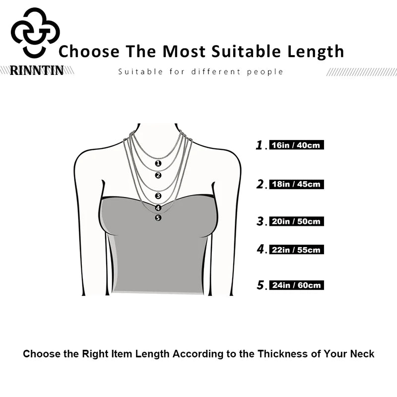 Rinntin 925 Sterling Silver Cable Link Chain Necklace for Women 45cm/50cm/55cm Simple Women's Neck Chain Silver Jewelry SC06