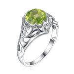 SILVERCHAKRA Vintage Real 925 Silver Rings for Women 2ct Round Opal Ring Artistic filigree Art Deco Fine Jewelry Lady Mom Gifts