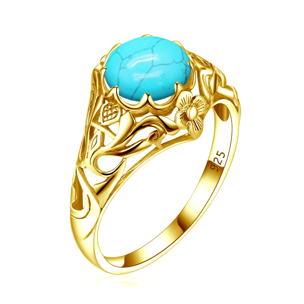SILVERCHAKRA Vintage Real 925 Silver Rings for Women 2ct Round Opal Ring Artistic filigree Art Deco Fine Jewelry Lady Mom Gifts