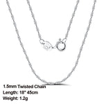 Rinntin 925 Sterling Silver Basic Women's Neck Chain Cable Bamboo Twisted Chain Fashion Side Bead Box Chain Necklace Jewelry