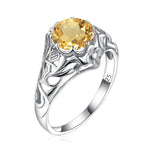 SILVERCHAKRA Vintage Real 925 Silver Rings for Women 2ct Round Opal Ring Artistic filigree Art Deco Fine Jewelry Lady Mom Gifts