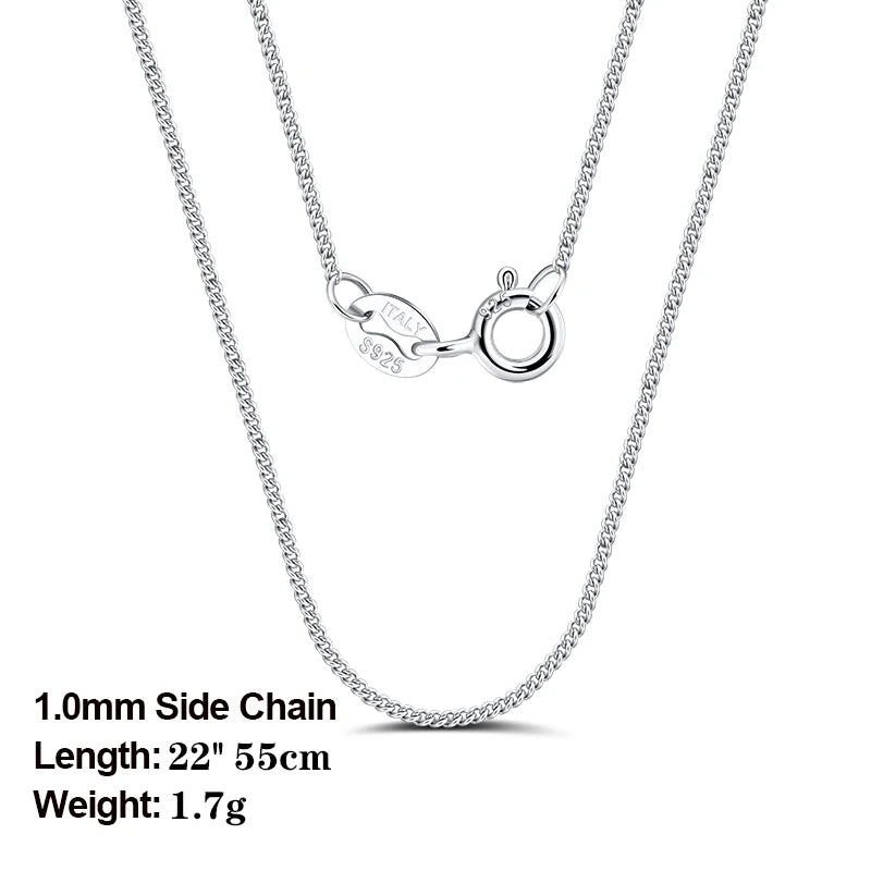 Rinntin 925 Sterling Silver Basic Women's Neck Chain Cable Bamboo Twisted Chain Fashion Side Bead Box Chain Necklace Jewelry