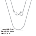 Rinntin 925 Sterling Silver Basic Women's Neck Chain Cable Bamboo Twisted Chain Fashion Side Bead Box Chain Necklace Jewelry