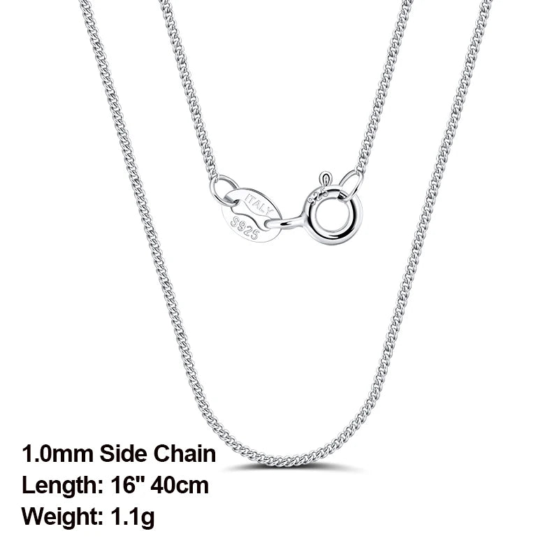 Rinntin 925 Sterling Silver Basic Women's Neck Chain Cable Bamboo Twisted Chain Fashion Side Bead Box Chain Necklace Jewelry