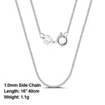 Rinntin 925 Sterling Silver Basic Women's Neck Chain Cable Bamboo Twisted Chain Fashion Side Bead Box Chain Necklace Jewelry