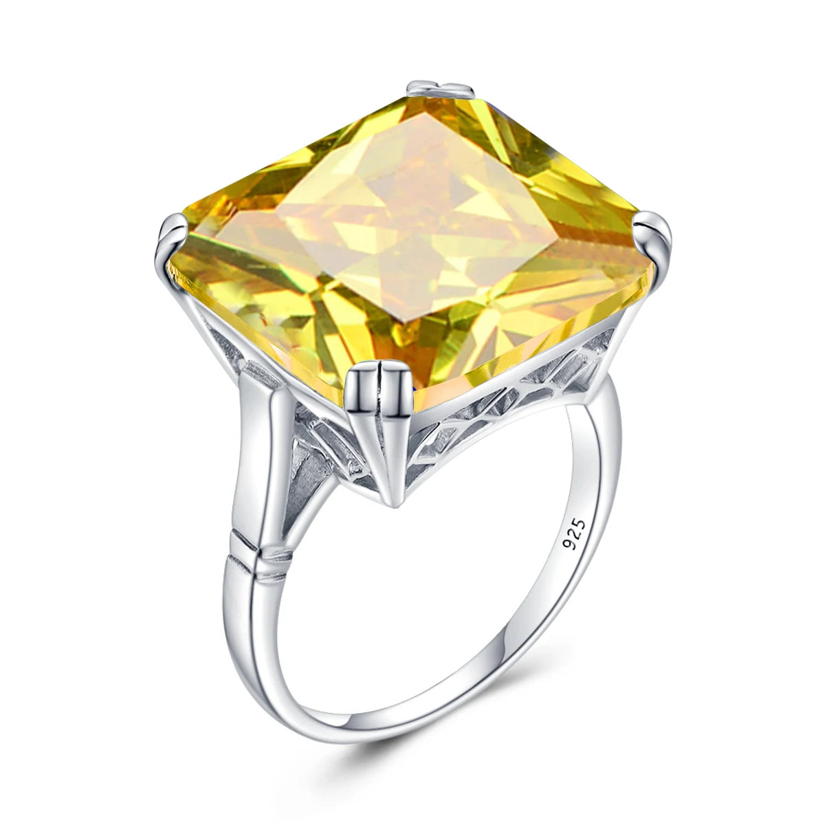 Original 925 Sterling Silver Aquamarine Gemstone Ring For Women Vintage Sparkling Birthstone Square Big Stone Jewelry Handmade
