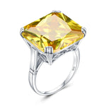 Original 925 Sterling Silver Aquamarine Gemstone Ring For Women Vintage Sparkling Birthstone Square Big Stone Jewelry Handmade