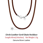 Rinntin Genuine Italian 2mm Brown Leather Cord Chain Necklace for Women Men with 925 Sterling Silver Clasp Trendy Jewelry SC62