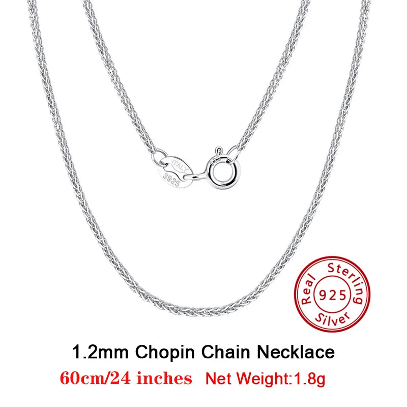 Rinntin 925 Sterling Silver Basic Women's Neck Chain Cable Bamboo Twisted Chain Fashion Side Bead Box Chain Necklace Jewelry