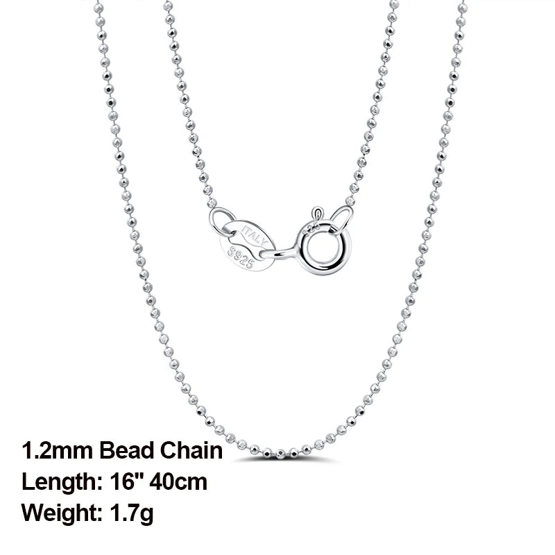 Rinntin 925 Sterling Silver Basic Women's Neck Chain Cable Bamboo Twisted Chain Fashion Side Bead Box Chain Necklace Jewelry