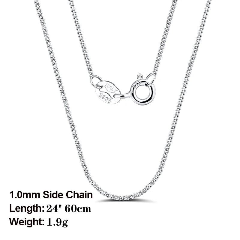 Rinntin 925 Sterling Silver Basic Women's Neck Chain Cable Bamboo Twisted Chain Fashion Side Bead Box Chain Necklace Jewelry