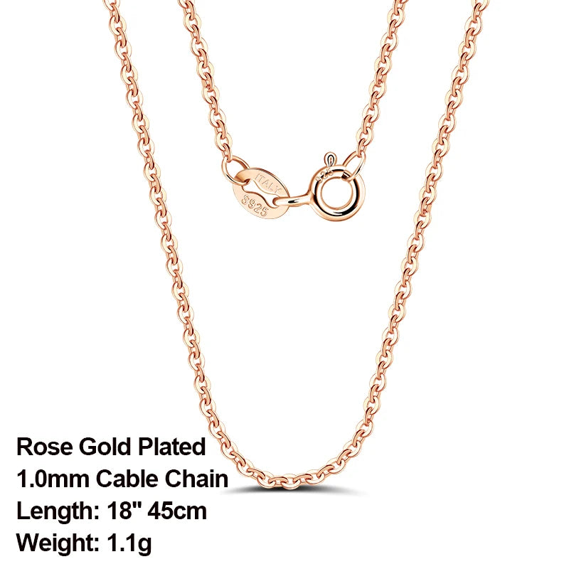 Rinntin 925 Sterling Silver Basic Women's Neck Chain Cable Bamboo Twisted Chain Fashion Side Bead Box Chain Necklace Jewelry