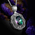 SILVERCHAKRA Big Mystic Topaz Gem Victorian Retro Pendant Necklaces for Women Floral Filigree Handmade 925 Silver Fine Jewelry