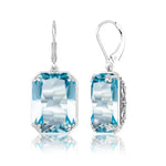 Real 100% 925 Silver Earrings Aquamarine 14K Gold Plated Drop Earrings For Women Fine Jewelry Wedding Gift Handmade
