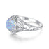 SILVERCHAKRA Vintage Real 925 Silver Rings for Women 2ct Round Opal Ring Artistic filigree Art Deco Fine Jewelry Lady Mom Gifts