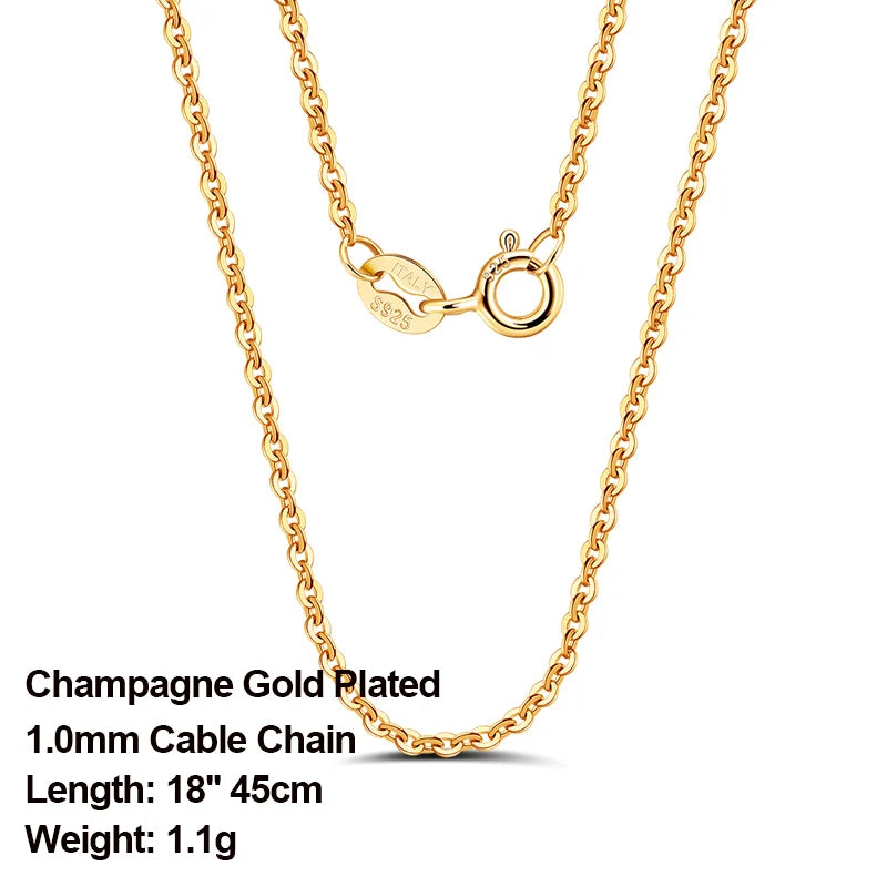 Rinntin 925 Sterling Silver Basic Women's Neck Chain Cable Bamboo Twisted Chain Fashion Side Bead Box Chain Necklace Jewelry