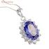Newshe 6.4 Ct Oval Shape Blue AAAAA Zircon Pendant Solid 925 Sterling Silver 18 Inches Chain Necklace for Women