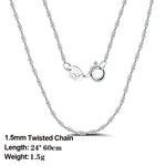 Rinntin 925 Sterling Silver Basic Women's Neck Chain Cable Bamboo Twisted Chain Fashion Side Bead Box Chain Necklace Jewelry