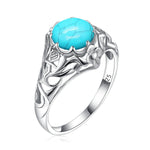 SILVERCHAKRA Vintage Real 925 Silver Rings for Women 2ct Round Opal Ring Artistic filigree Art Deco Fine Jewelry Lady Mom Gifts