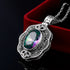 SILVERCHAKRA Big Mystic Topaz Gem Victorian Retro Pendant Necklaces for Women Floral Filigree Handmade 925 Silver Fine Jewelry