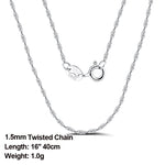 Rinntin 925 Sterling Silver Basic Women's Neck Chain Cable Bamboo Twisted Chain Fashion Side Bead Box Chain Necklace Jewelry
