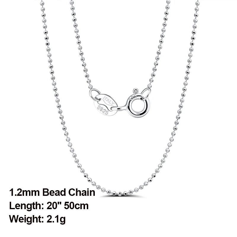 Rinntin 925 Sterling Silver Basic Women's Neck Chain Cable Bamboo Twisted Chain Fashion Side Bead Box Chain Necklace Jewelry