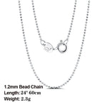 Rinntin Handmade 925 Sterling Silver Fashion 1.2mm Ball Bead Chain Necklace 40/45/50/55/60cm for Women Chain Jewelry Gift SC24