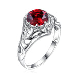 SILVERCHAKRA Vintage Real 925 Silver Rings for Women 2ct Round Opal Ring Artistic filigree Art Deco Fine Jewelry Lady Mom Gifts
