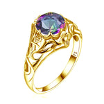 SILVERCHAKRA Vintage Real 925 Silver Rings for Women 2ct Round Opal Ring Artistic filigree Art Deco Fine Jewelry Lady Mom Gifts