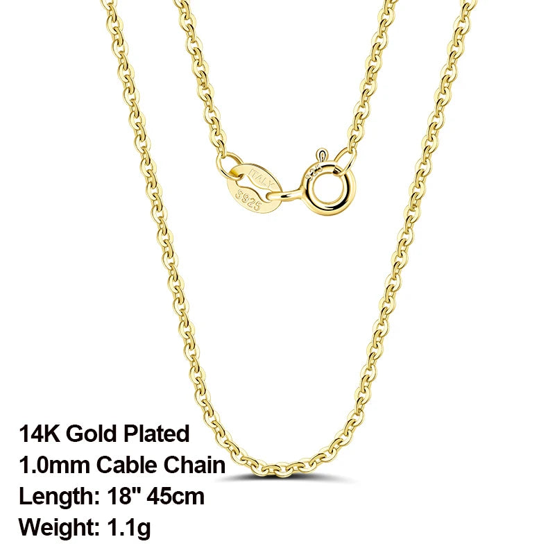 Rinntin 925 Sterling Silver Basic Women's Neck Chain Cable Bamboo Twisted Chain Fashion Side Bead Box Chain Necklace Jewelry