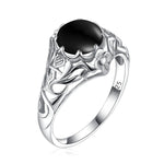 SILVERCHAKRA Vintage Real 925 Silver Rings for Women 2ct Round Opal Ring Artistic filigree Art Deco Fine Jewelry Lady Mom Gifts