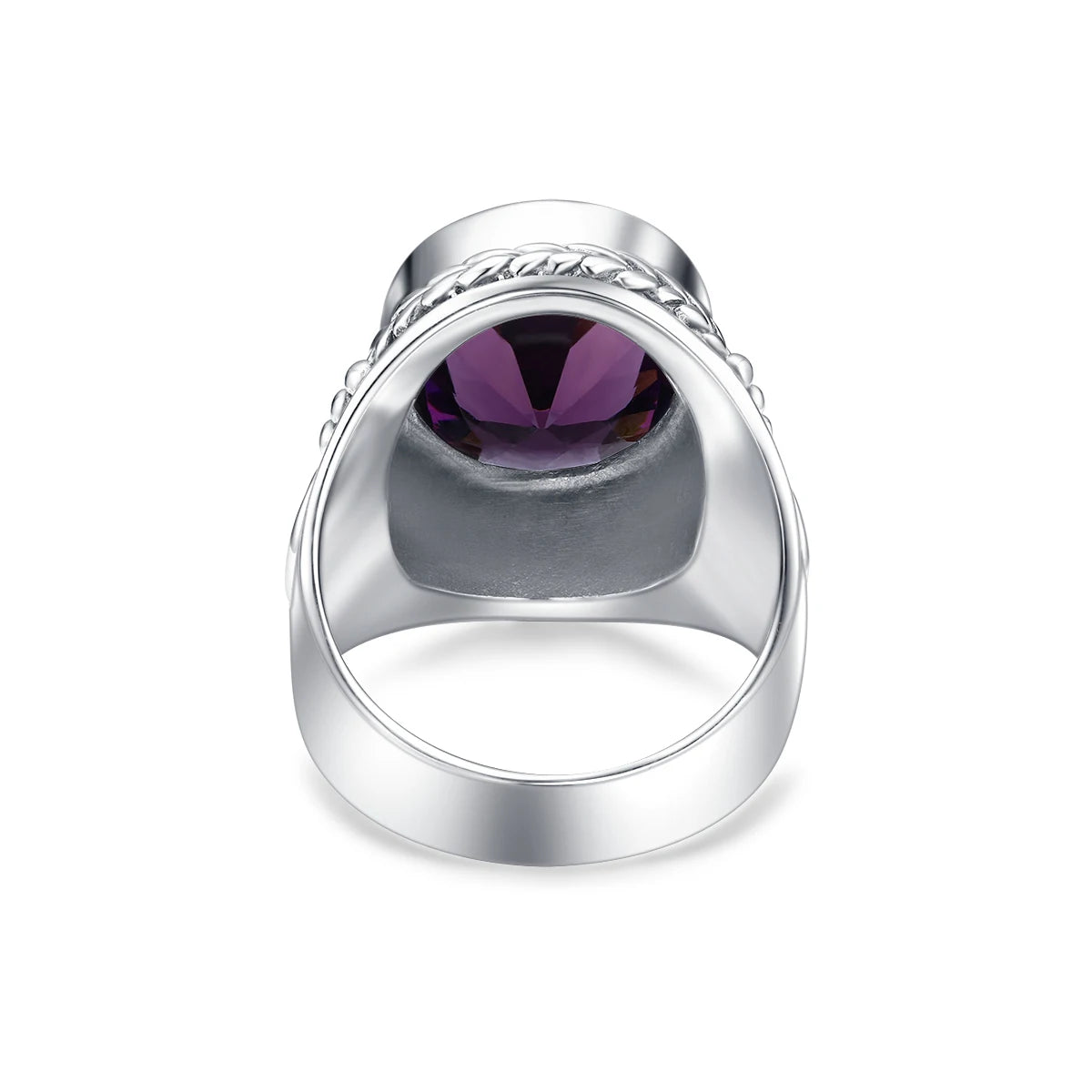 VIXONNA Vintage Bishop Oval Amethyst 925 Sterling Silver Ring (J210)